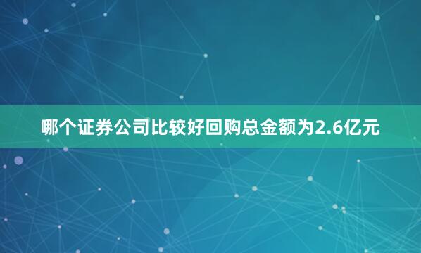 哪个证券公司比较好回购总金额为2.6亿元